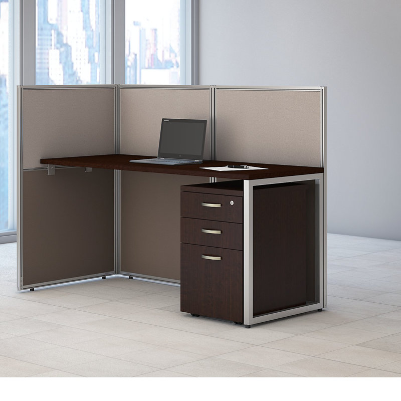 Bush Business Furniture Easy Office Straight Desk with 3 Drawer Mobile